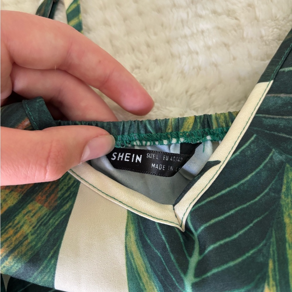 SHEIN Green Leaf Print Romper - Picture 3 of 5